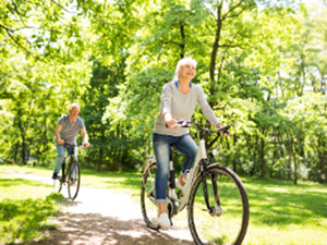 Couple riding bikes Couple riding bikes