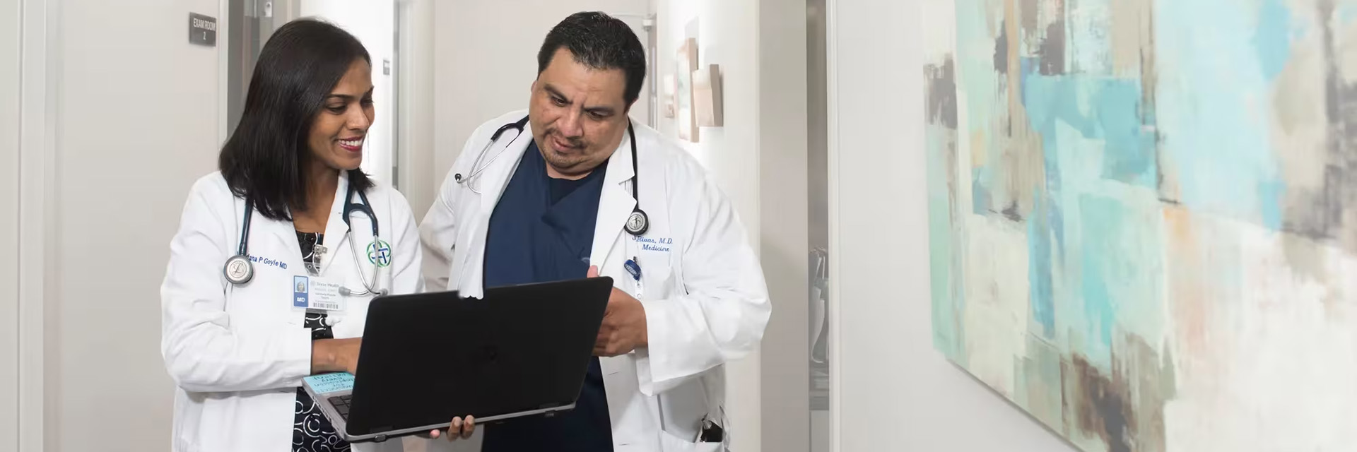 Physician consult with laptop