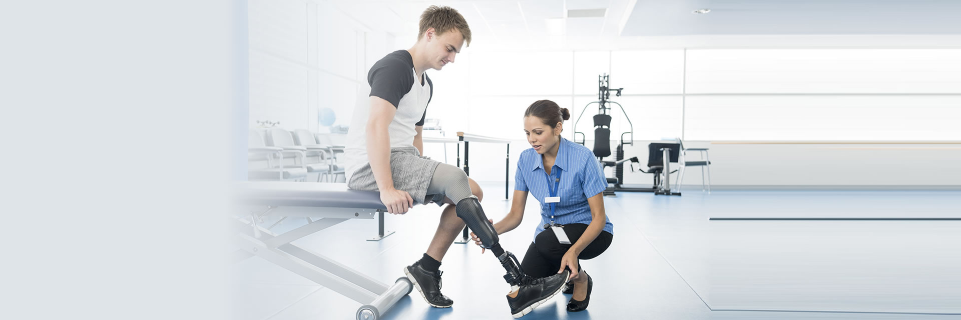 Man with prosthetic leg