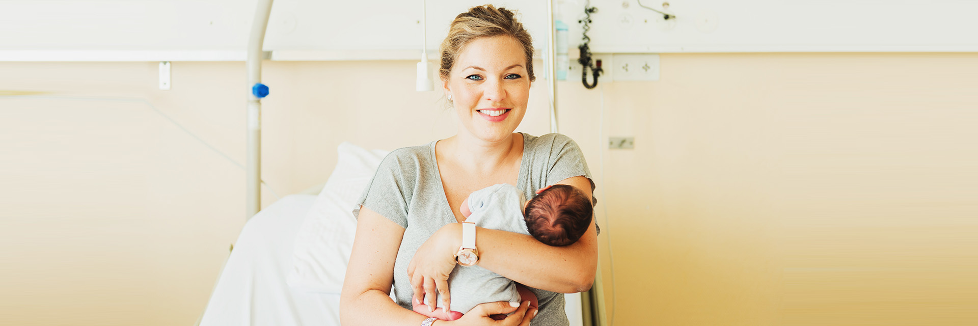 Mom with newborn baby in hospital