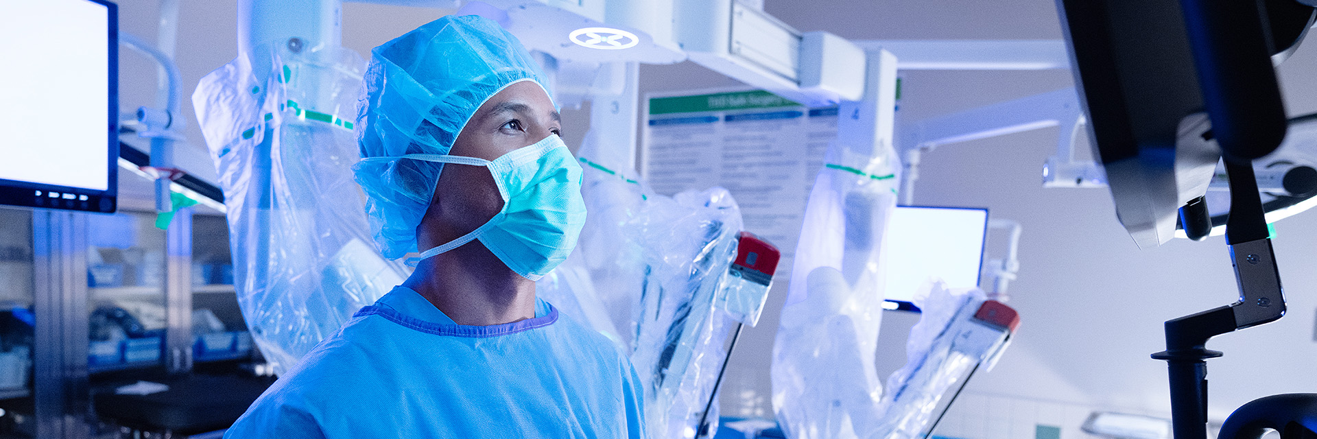 Surgeon looking at monitor