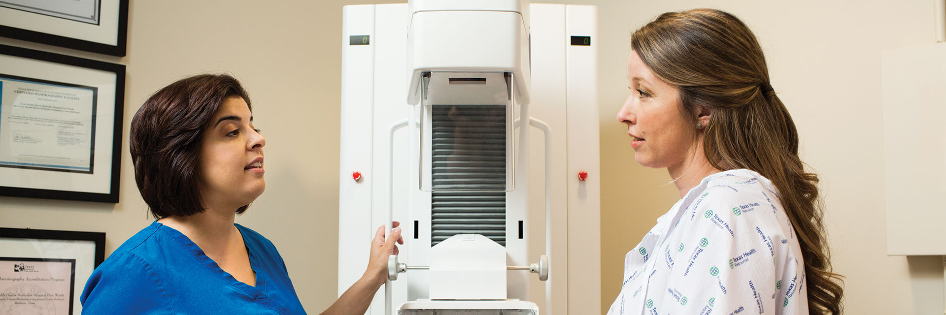 Woman at mammogram appointment