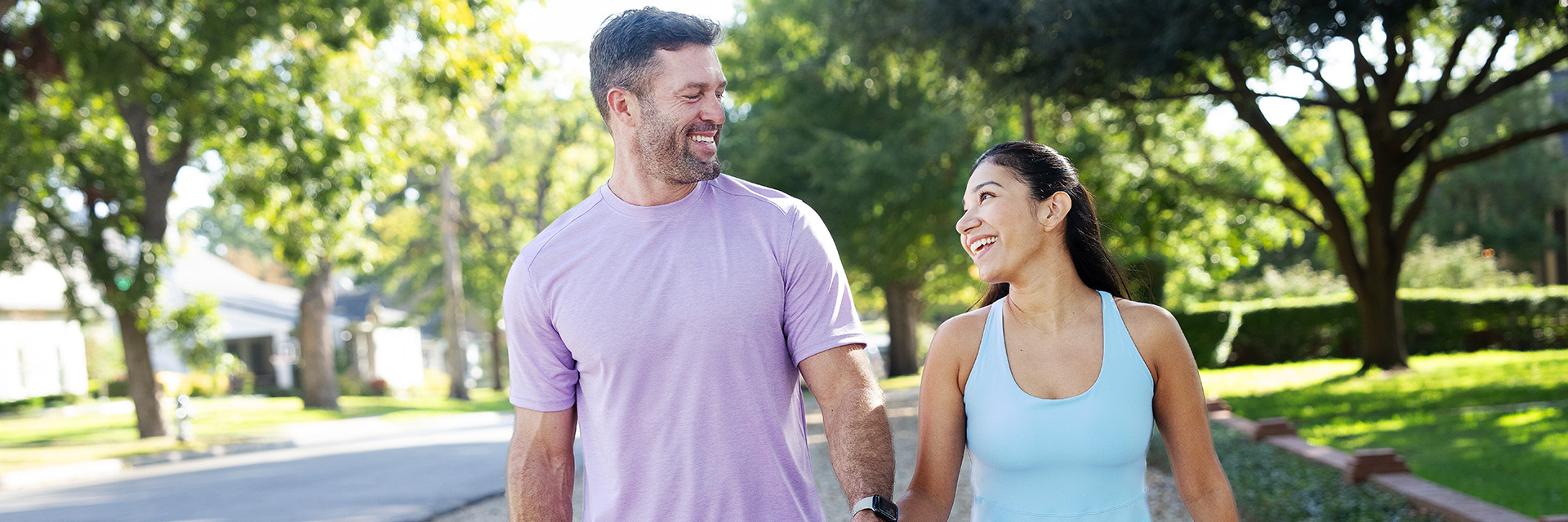 Couple walking outside