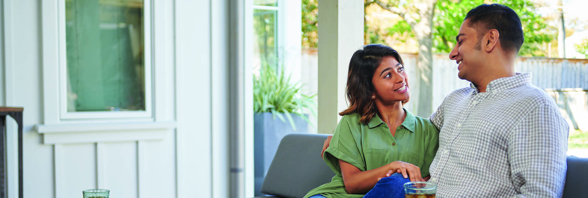 Couples sitting in porch