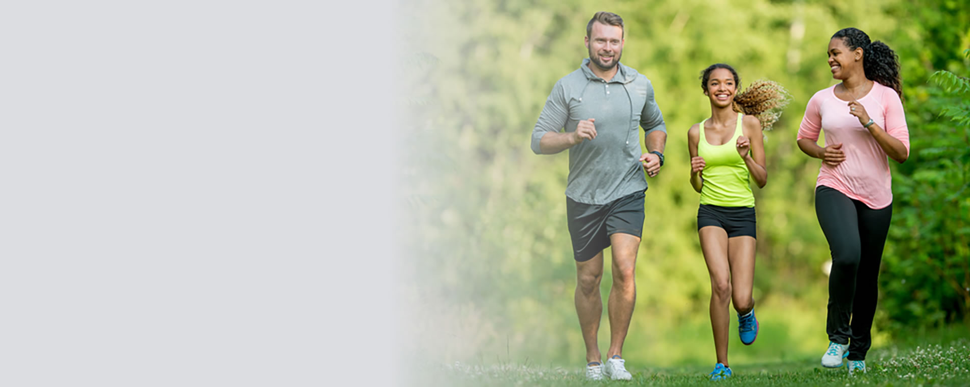 Family running outdoors