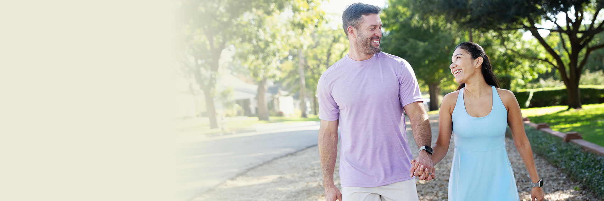 Couple walking outside
