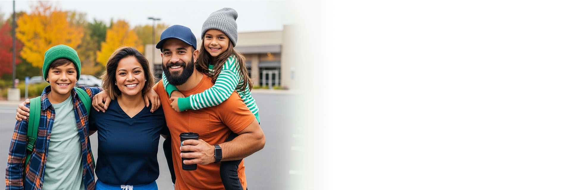 Family outside in Fall
