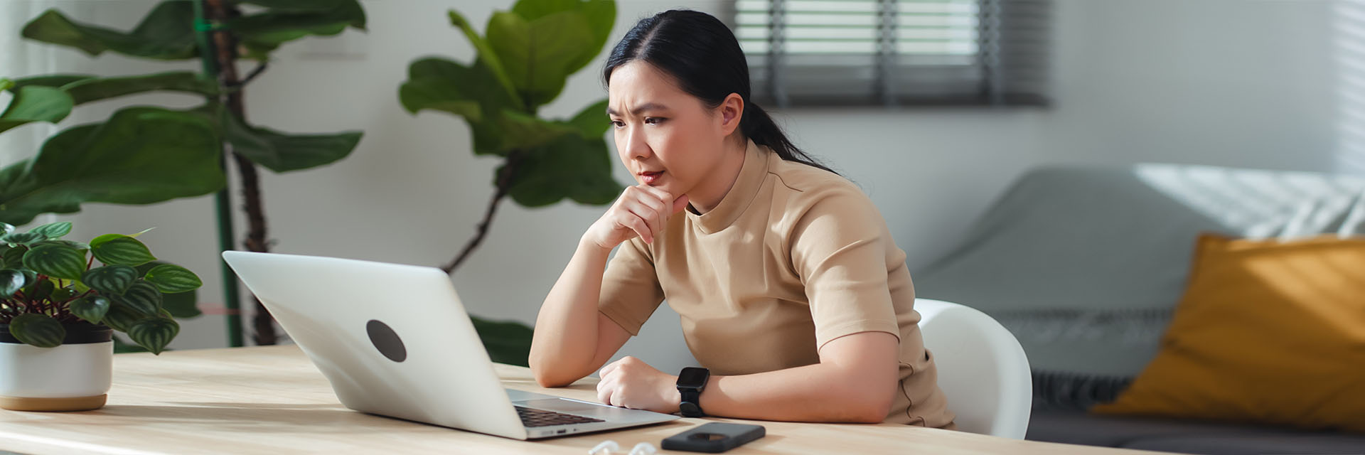 Woman working at her desk