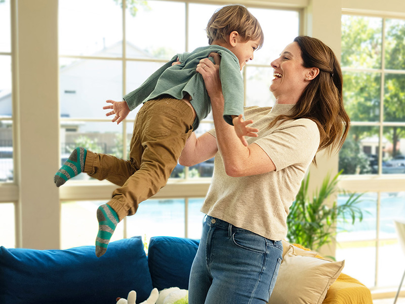 Mother and child playing