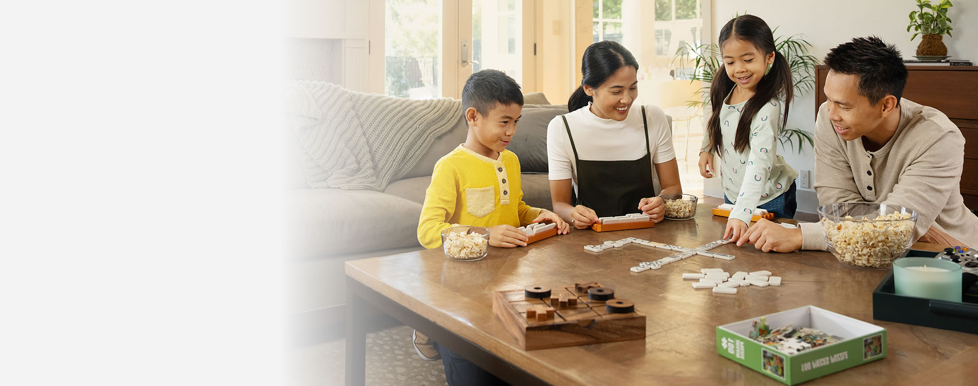Family playing board games